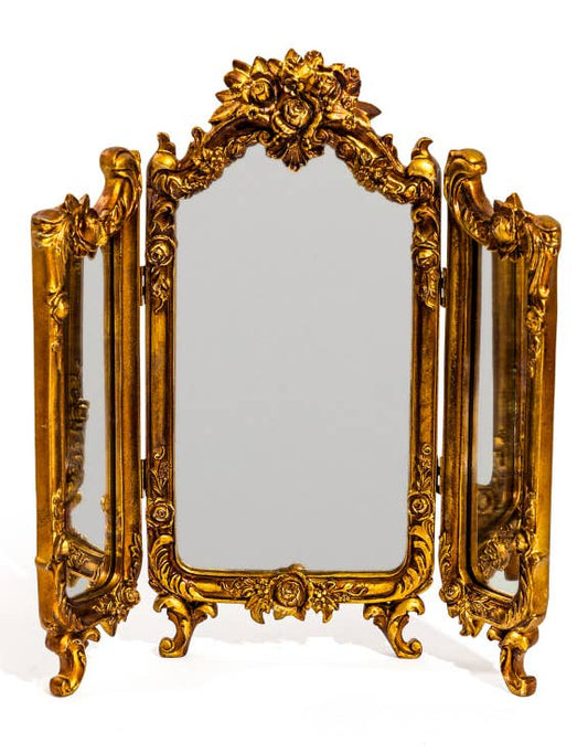 Antique Gold Ornate Floral Dressing Table Mirror