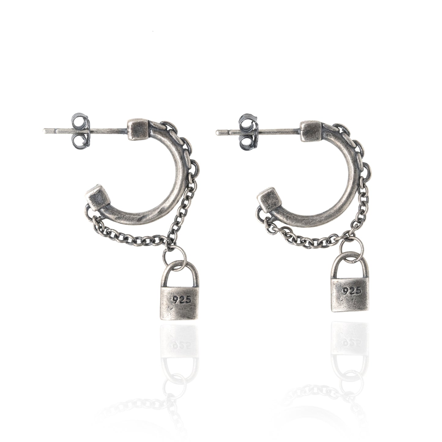 Lock and chain earring