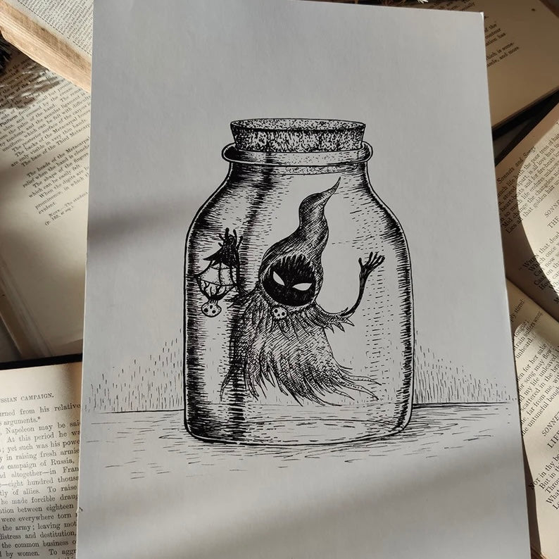 Poe in a Bottle - Art Print