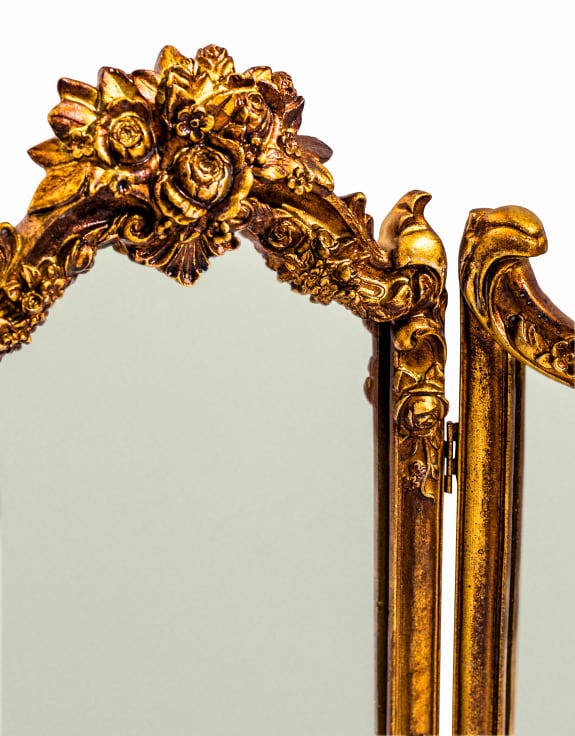 Antique Gold Ornate Floral Dressing Table Mirror