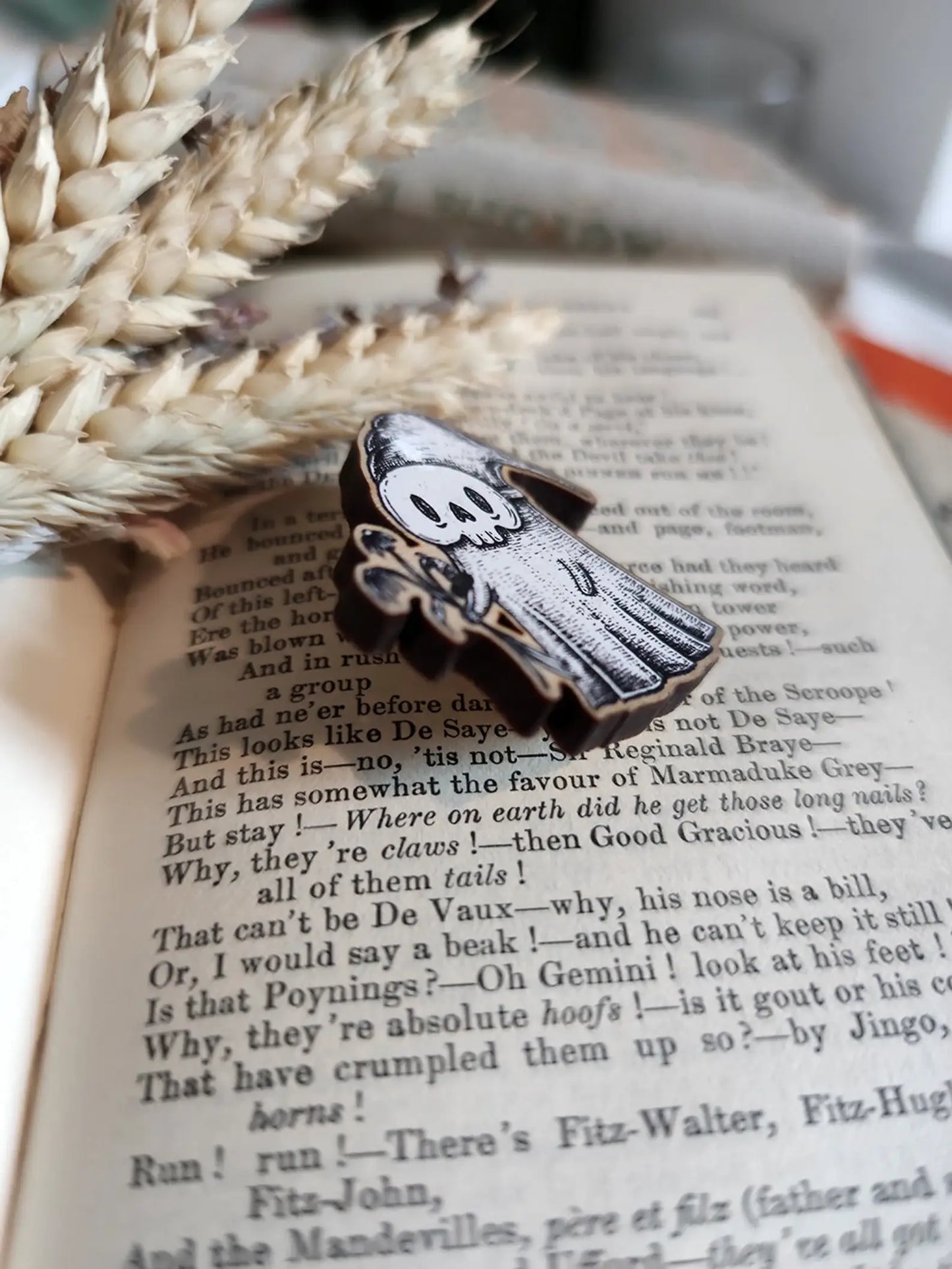 Skelly the Spooky Boyfriend Wooden Pin Badge