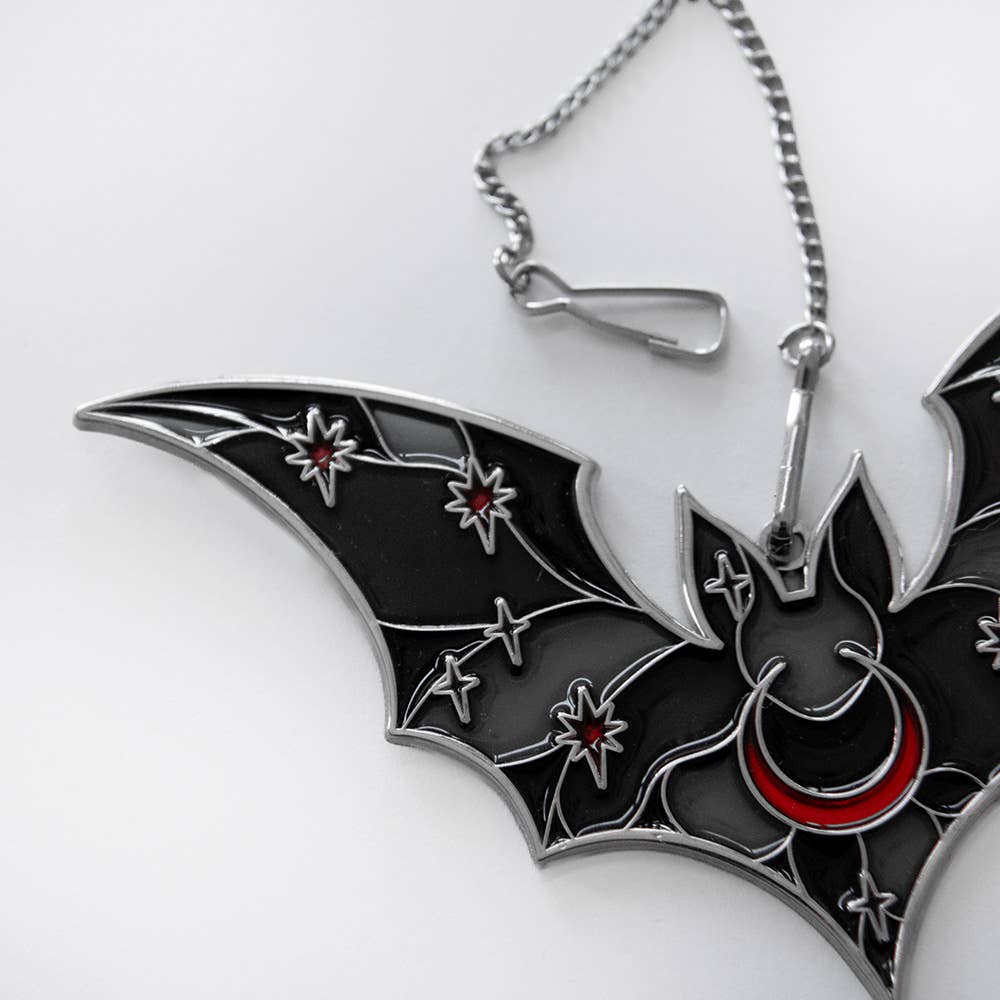 Vampire Bat Suncatcher Ornament in Black & Red