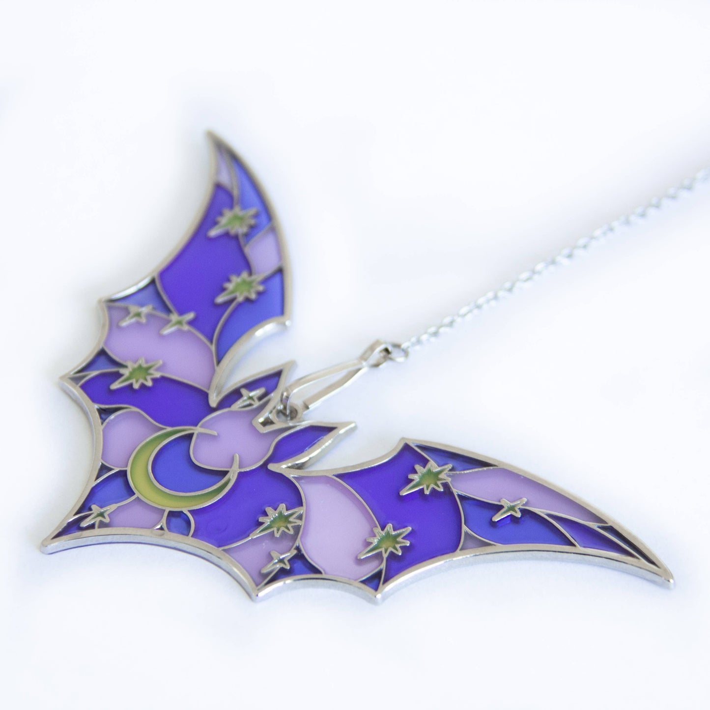 Purple Stained Glass Bat Suncatcher Ornament