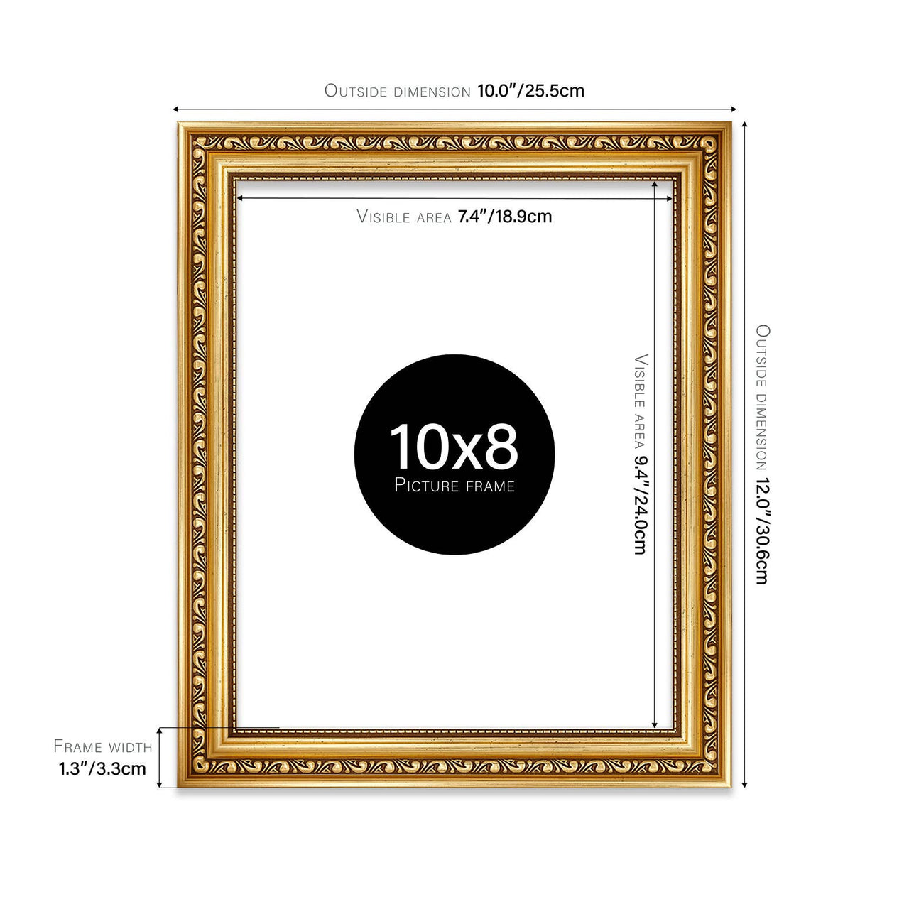 10x8 Gold Ornate Picture Frame 10"x8"