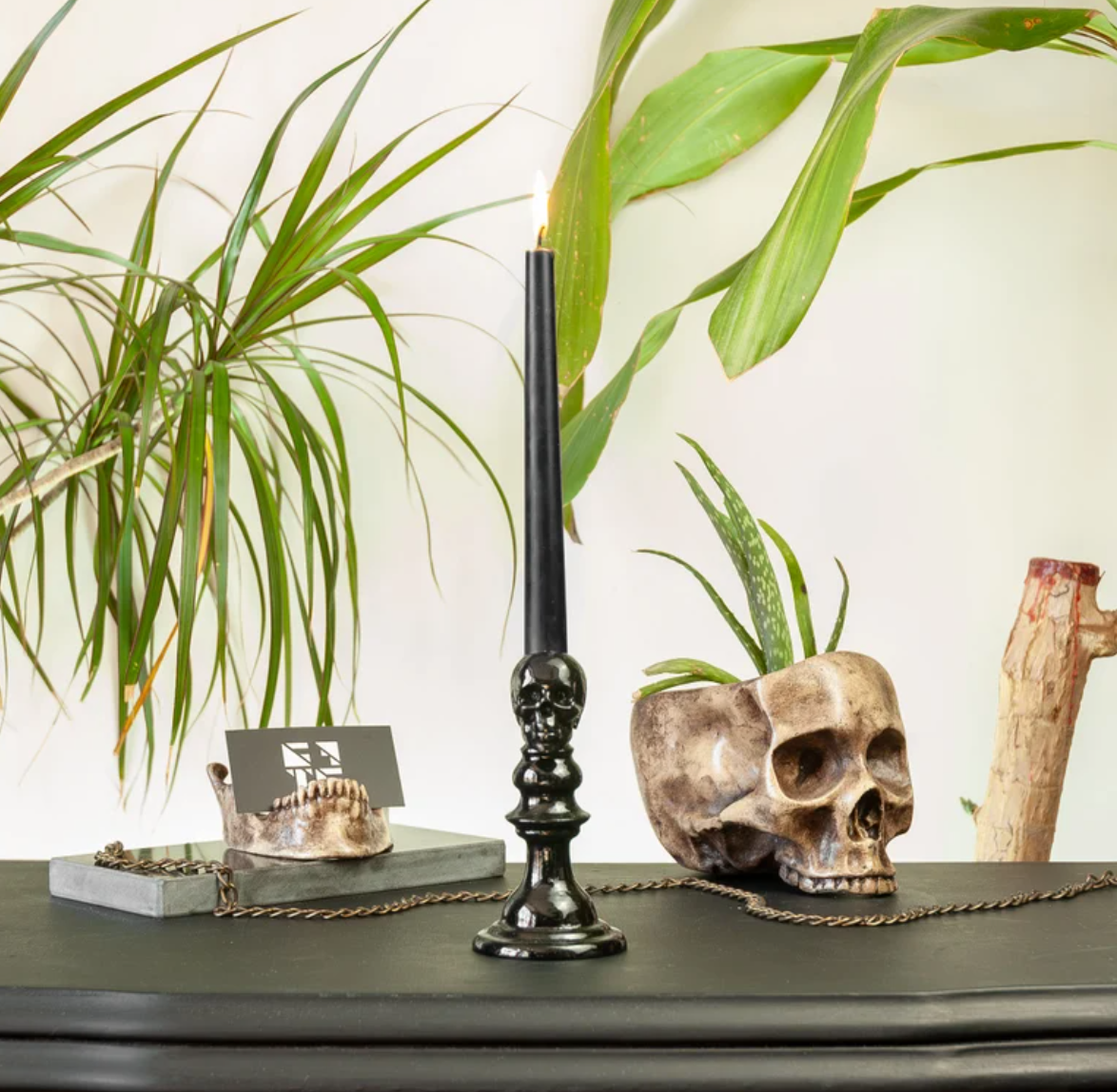 Skull Gothic Candlestick Holder, Skeleton Candle Holder