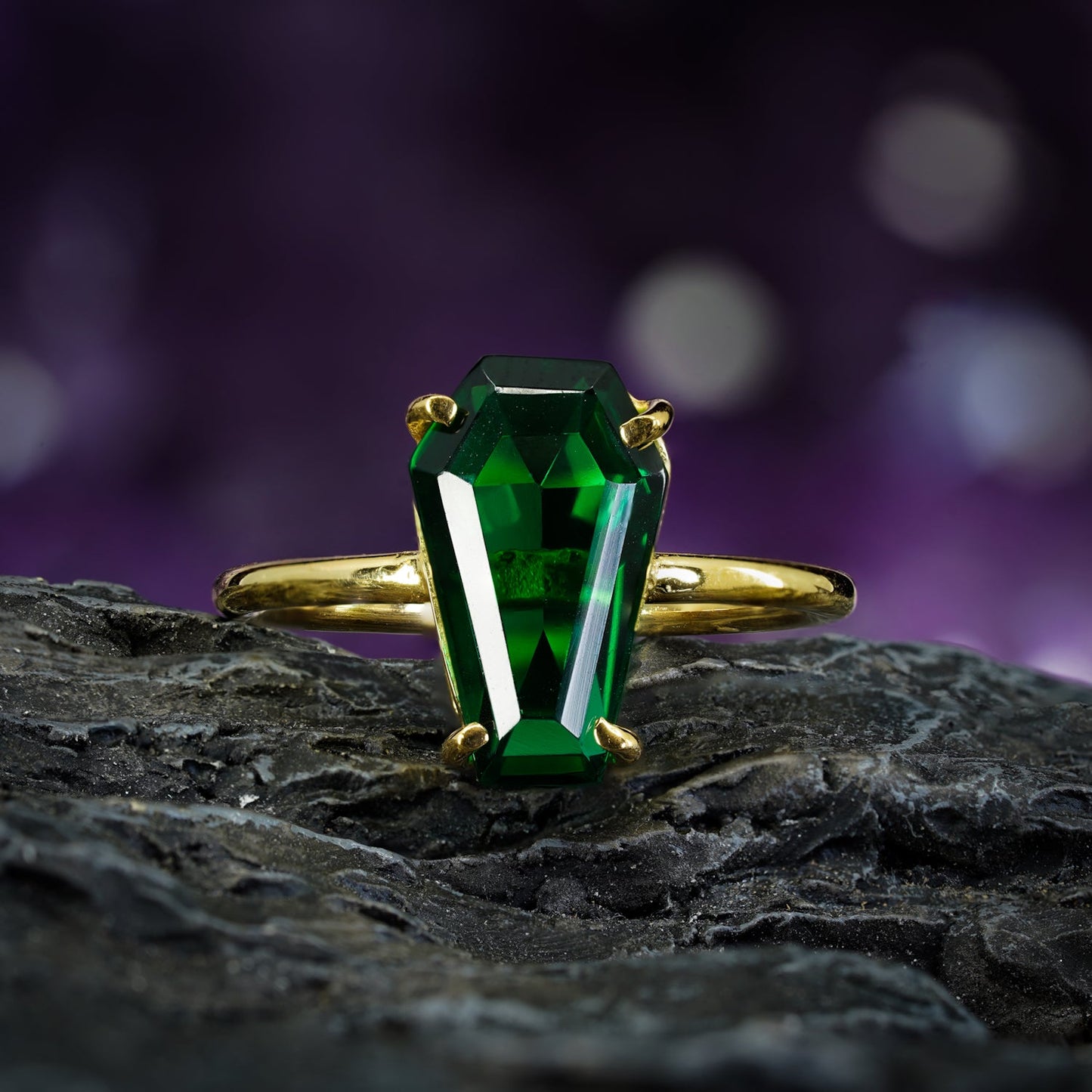 Gemstone Coffin Ring