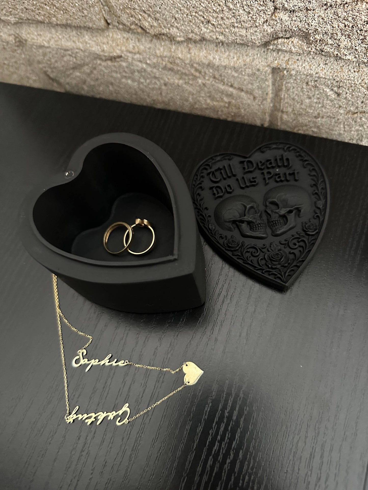 Till Death Do Us Part Heart Skull Wedding Ring Box
