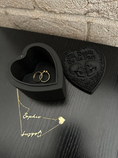 Till Death Do Us Part Heart Skull Wedding Ring Box