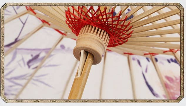Handmade Oil Paper Bamboo Waterproof Sun Parasol+ Free Case