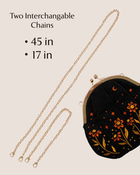 Thumbnail for Velvet Embroidered Pumpkin Purse in Black