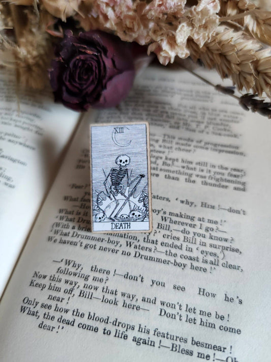 Death Tarot Card Wooden Pin Badge