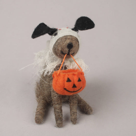 Dog In Ghost Dressup Pumpkin 10cm Felt