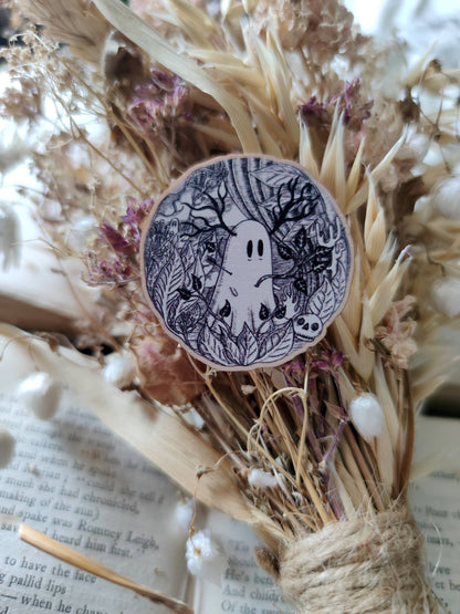 Frida Kahlo Ghostie Wooden Pin Badge