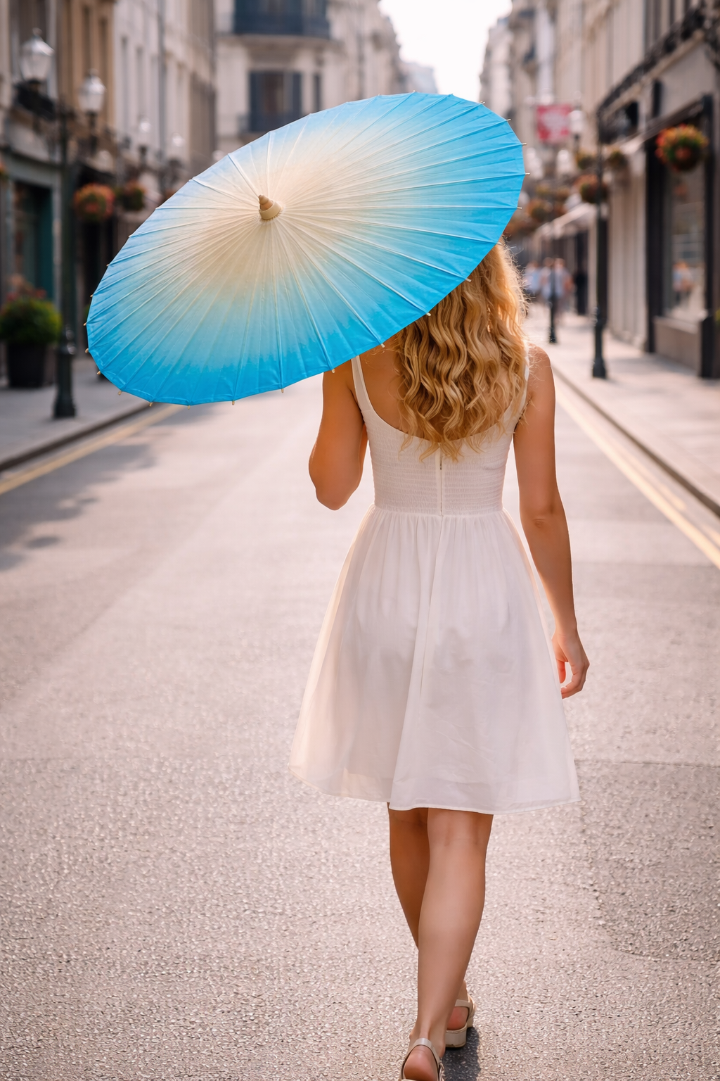 Handmade Oil Paper Bamboo Waterproof Sun Parasol+ Free Case