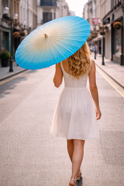 Handmade Oil Paper Bamboo Waterproof Sun Parasol+ Free Case