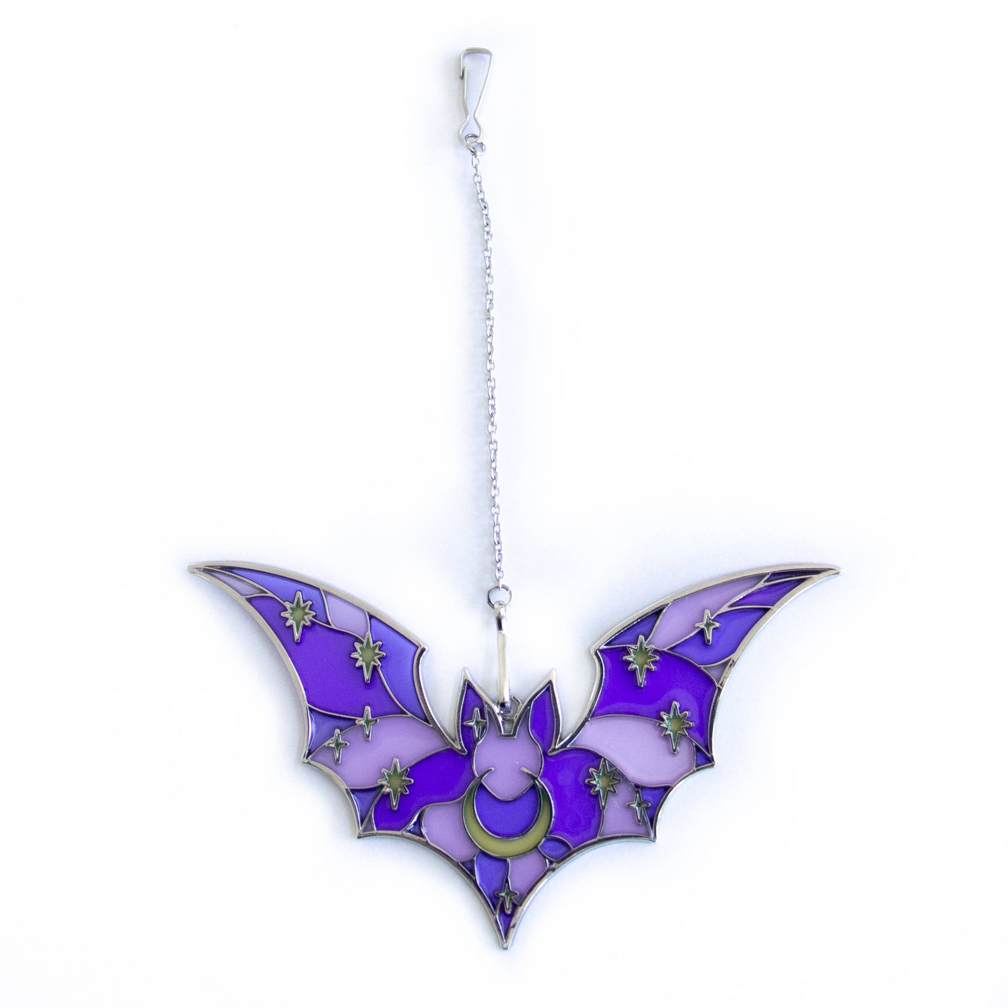 Purple Stained Glass Bat Suncatcher Ornament