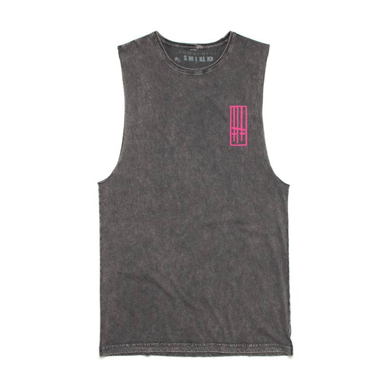 Where Is My Mind Big Pink Skull Stonewash Unisex Muscle Vest