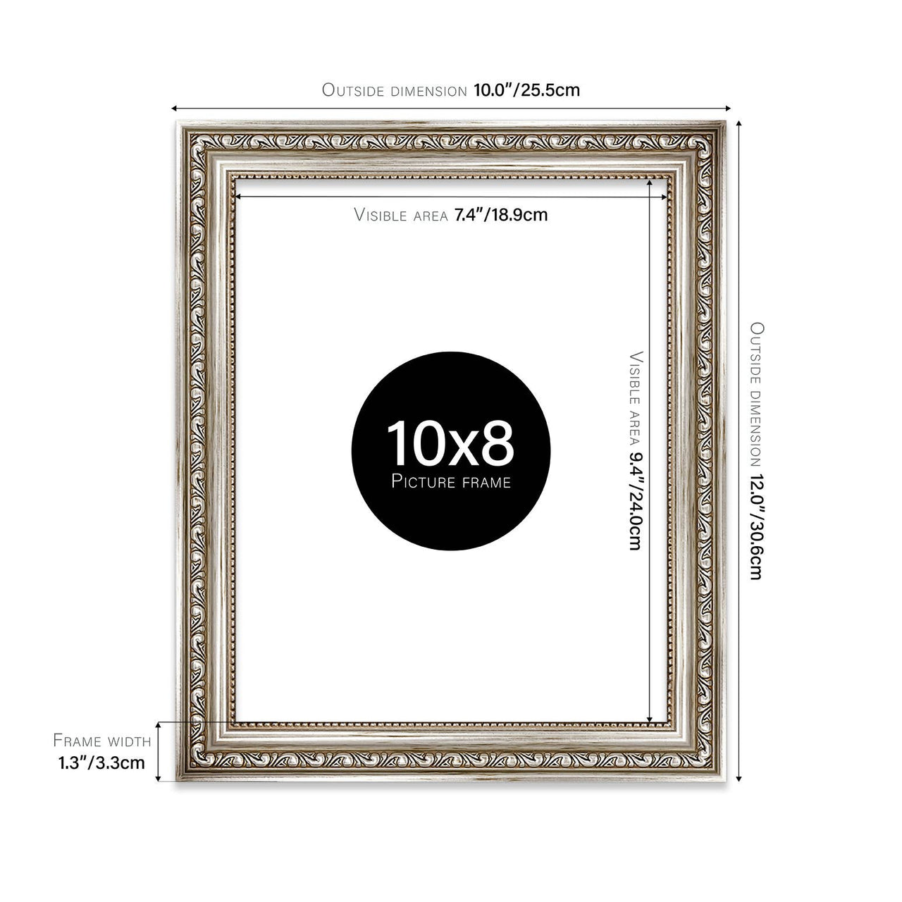 10x8 Silver Ornate Picture Frame 10"x8"