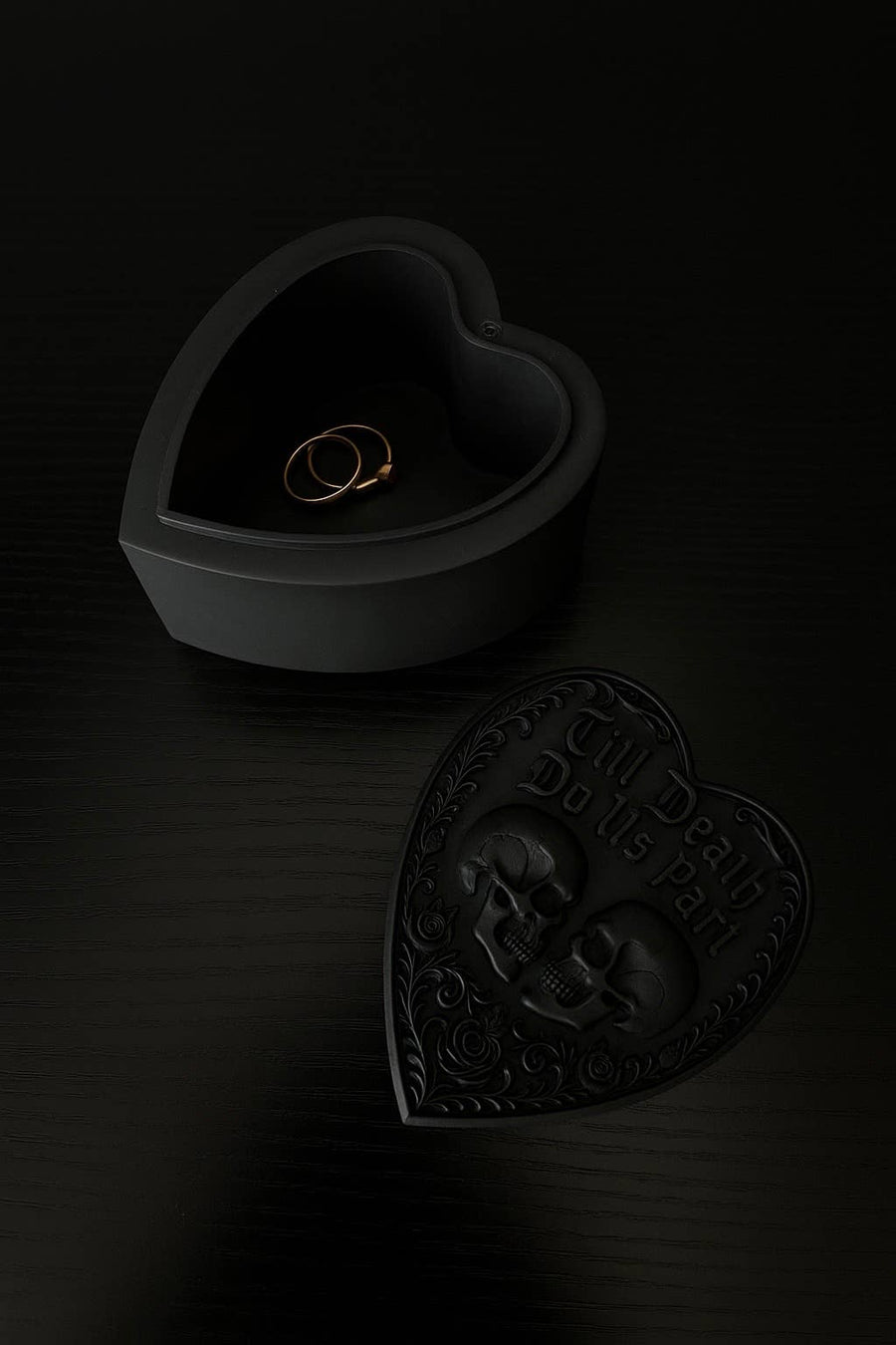 Till Death Do Us Part Heart Skull Wedding Ring Box