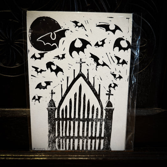 Graveyard Gate - Lino Print