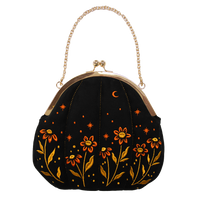 Thumbnail for Velvet Embroidered Pumpkin Purse in Black