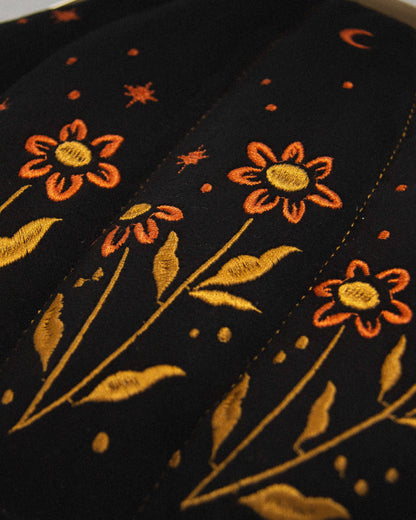 Velvet Embroidered Pumpkin Purse in Black
