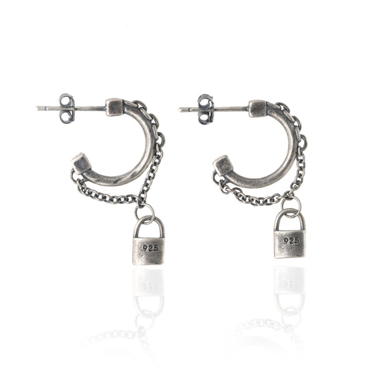 Lock and chain earring