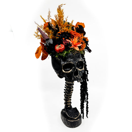 Orange Halloween Standing Skull