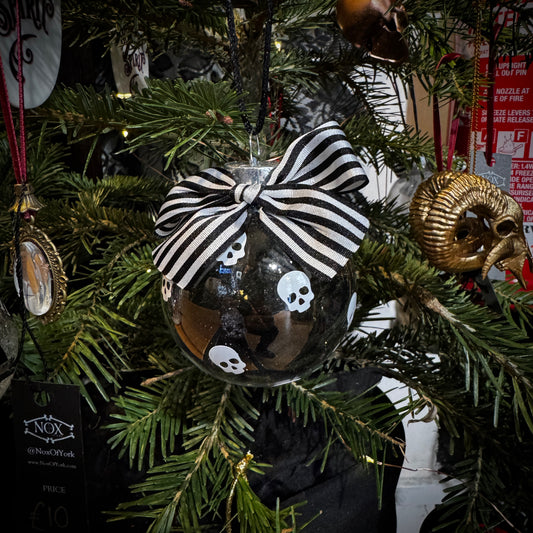 Black Glitter Skull Bauble