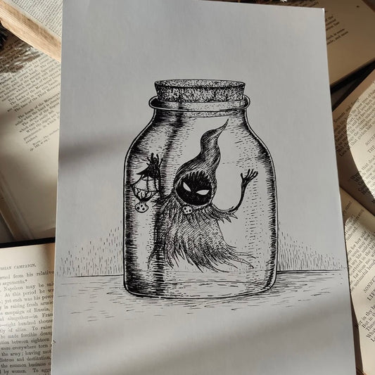 Poe in a Bottle - Art Print