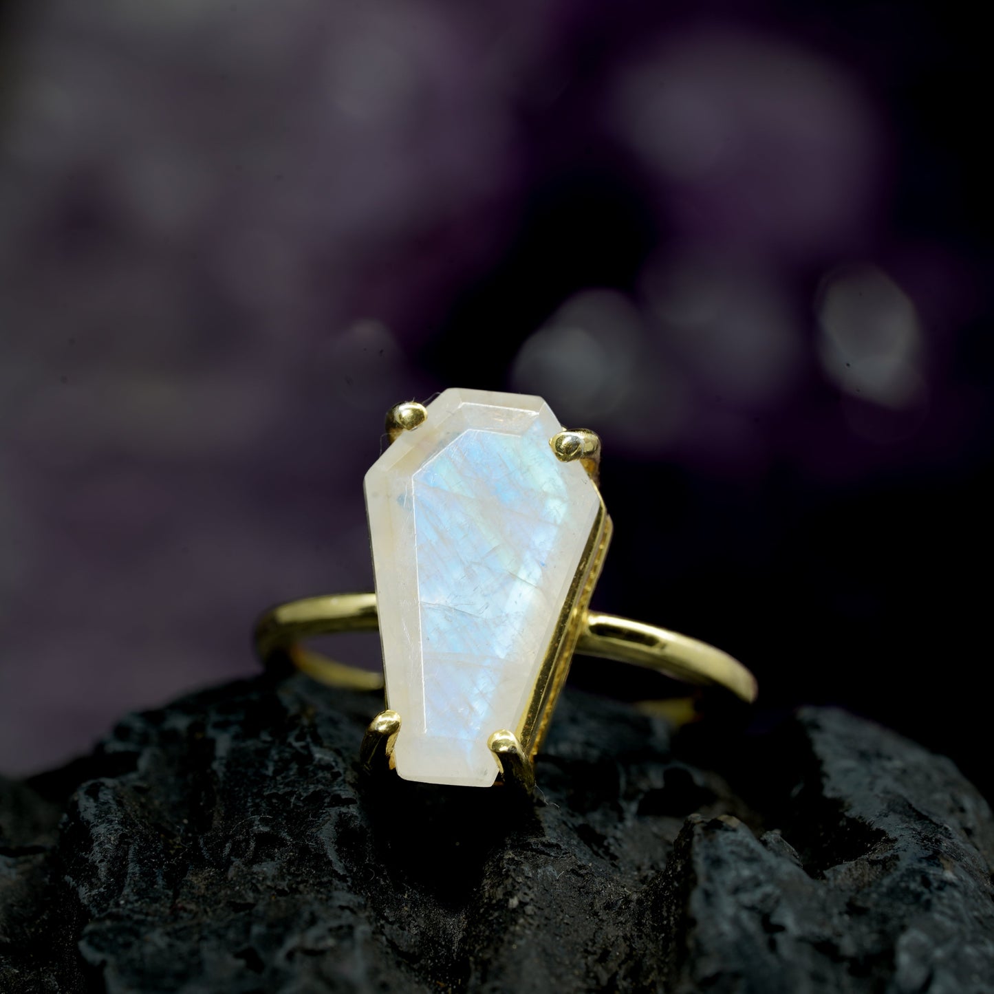 Gemstone Coffin Ring