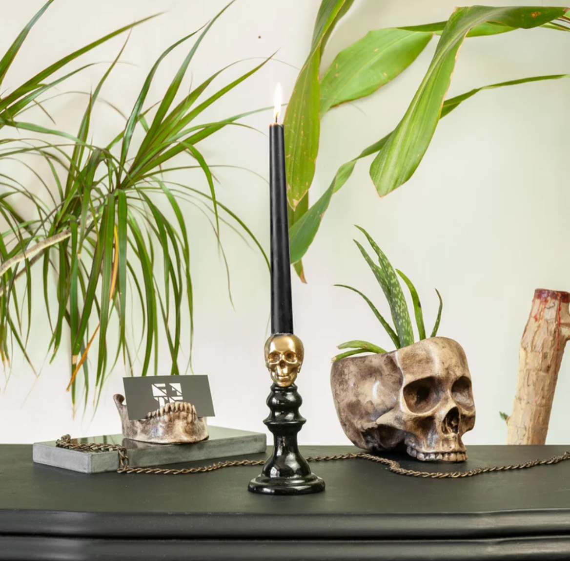 Skull Gothic Candlestick Holder, Skeleton Candle Holder