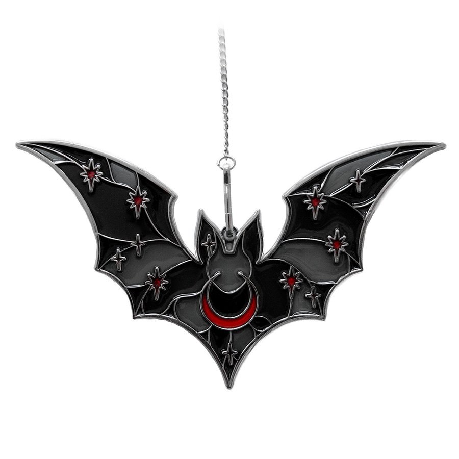 Vampire Bat Suncatcher Ornament in Black & Red