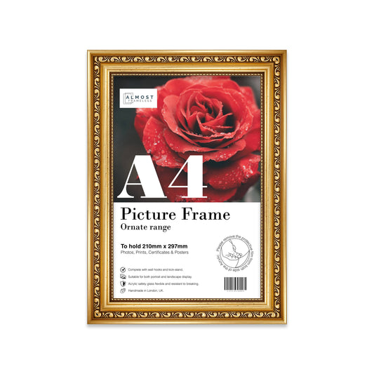 A4 Gold Ornate Picture Frame Fits A4