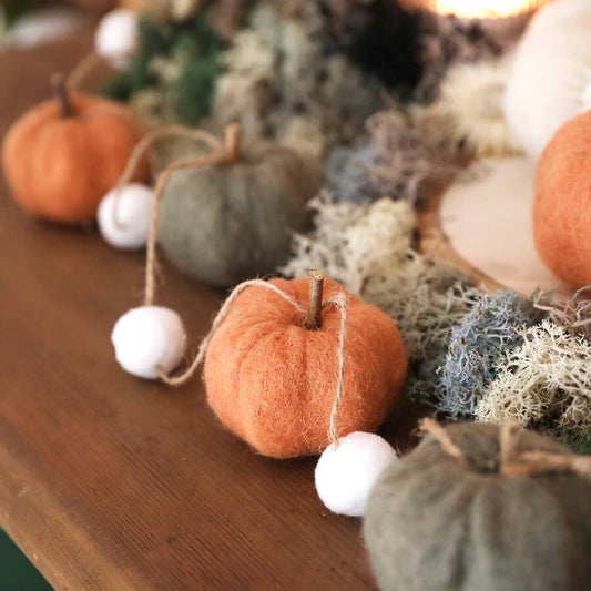 Green and Orange Pumpkin Felt Garland