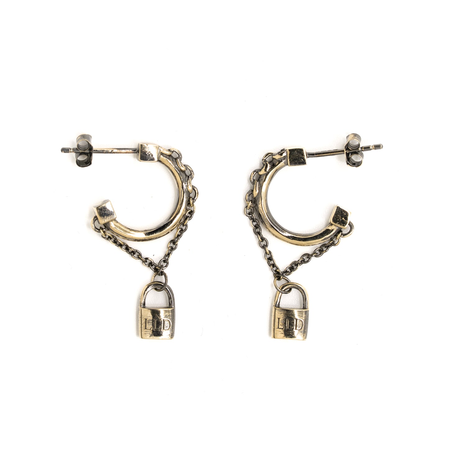 Lock and Chain Earring - Gold