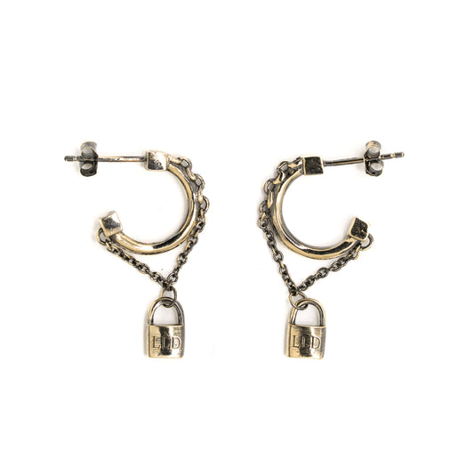 Lock and Chain Earring - Gold