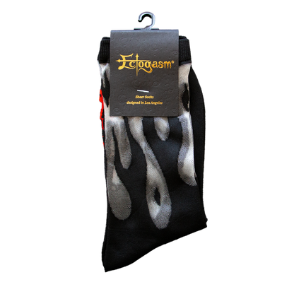 Sheer Flame Socks in Black for Punk Fashion