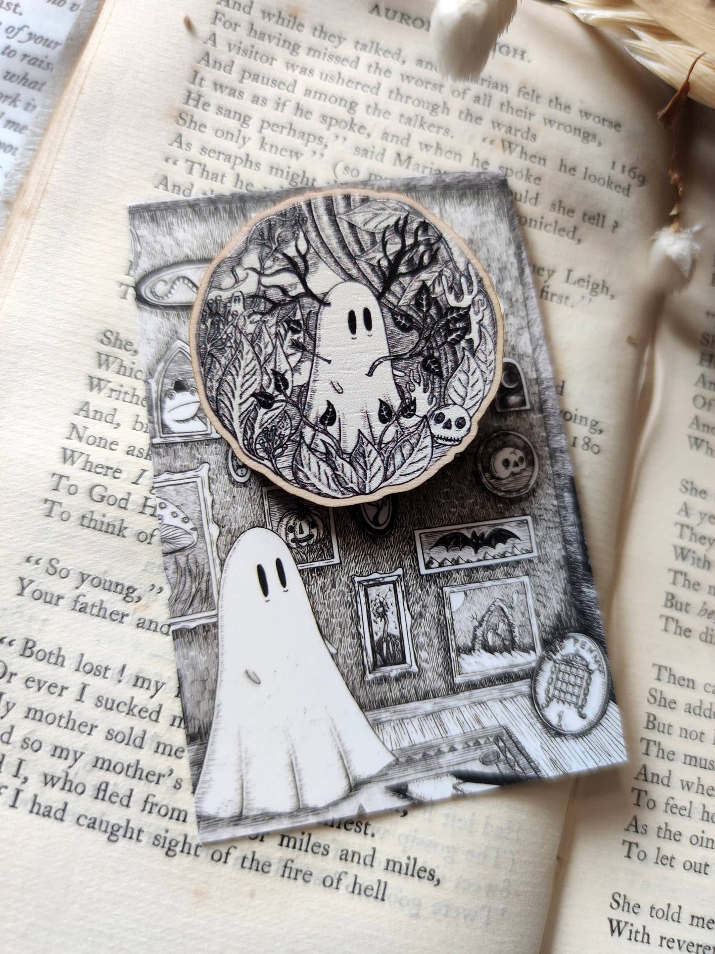 Frida Kahlo Ghostie Wooden Pin Badge