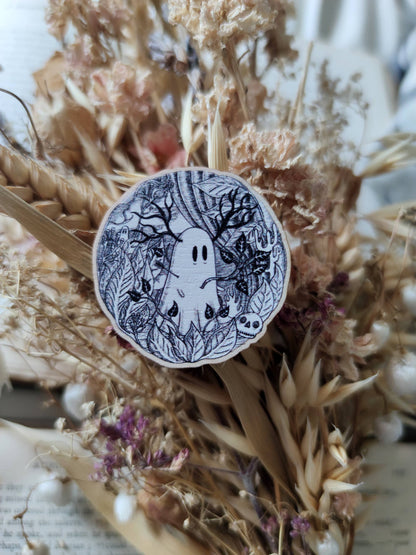 Frida Kahlo Ghostie Wooden Pin Badge