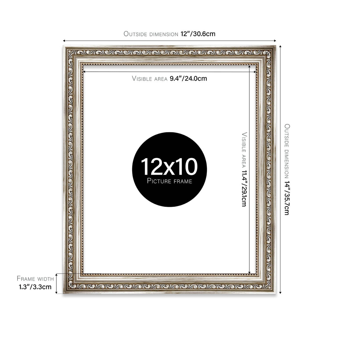 12x10 Silver Ornate Picture Frame 12"x10"