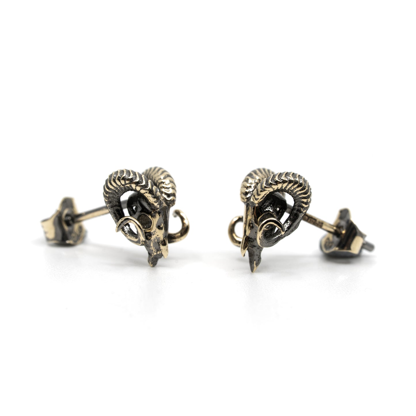 Ram Skull Studs - Gold