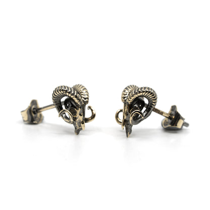 Ram Skull Studs - Gold